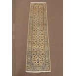 Persian Kashan beige ground runner rug,