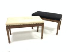 Pair of early 20th century mahogany upholstered footstools, with moulded frieze,