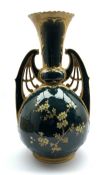 Large Austrian Turn Wien two handled baluster vase with a raised pattern of gilt floral sprays and