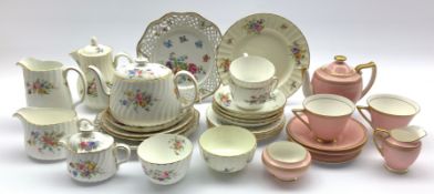 Royal Doulton early morning teaset decorated in pink and gilt,