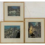 Fred Marriott (British 1860-1941) 'Bruges' aquatint signed in pencil 24cm x 20cm and two others