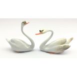 Pair of Herend male and female swans Nos.