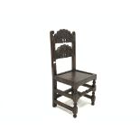 18th century Derbyshire oak side chair,
