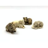 Japanese ivory netsuke in the form of a rat, signed,
