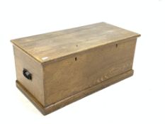 19th century scumbled pine blanket box, hinged lid revealing candle box,