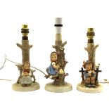 Three Hummel Goebel table lamps,