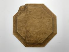 Thompson of Kilburn 'Mouseman' oak octagonal teapot stand with carved mouse signature W19cm
