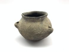 Bronze Age earthenware pot with incised decoration from the estate of Baron Simon of Glaisdale