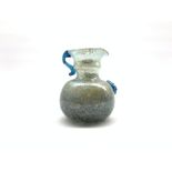 Roman pale blue glass jug with darker blue handle and mask H17cm NB From a Private collection in