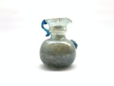 Roman pale blue glass jug with darker blue handle and mask H17cm NB From a Private collection in