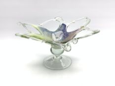 Large Murano glass centrepiece with flecks of pink, blue,