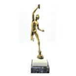 Gilt metal figure of Mercury on a marble base H46cm Condition Report & Further Details