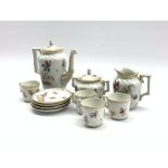 Late 19th Century Dresden coffee set decorated with floral sprays comprising four cups and saucers,