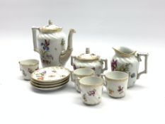 Late 19th Century Dresden coffee set decorated with floral sprays comprising four cups and saucers,