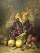Robert Caspers (British 20th/21st Century) still life basket of grapes and other fruit,