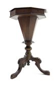 Victorian walnut work table of trumpet form,