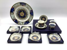 Collection of Royal Worcester Millennium pieces including pair of plates D31cm, six coasters,