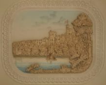 Victorian cork picture of Windsor Castle 23cm x 27cm Condition Report & Further Details