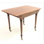 Victorian plum pudding mahogany side table, with rectangular top, two frieze drawers,