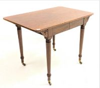 Victorian plum pudding mahogany side table, with rectangular top, two frieze drawers,