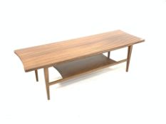 Richard Hornby for Fyne Lady - Mid century Afromosia teak coffee table with concave ends,