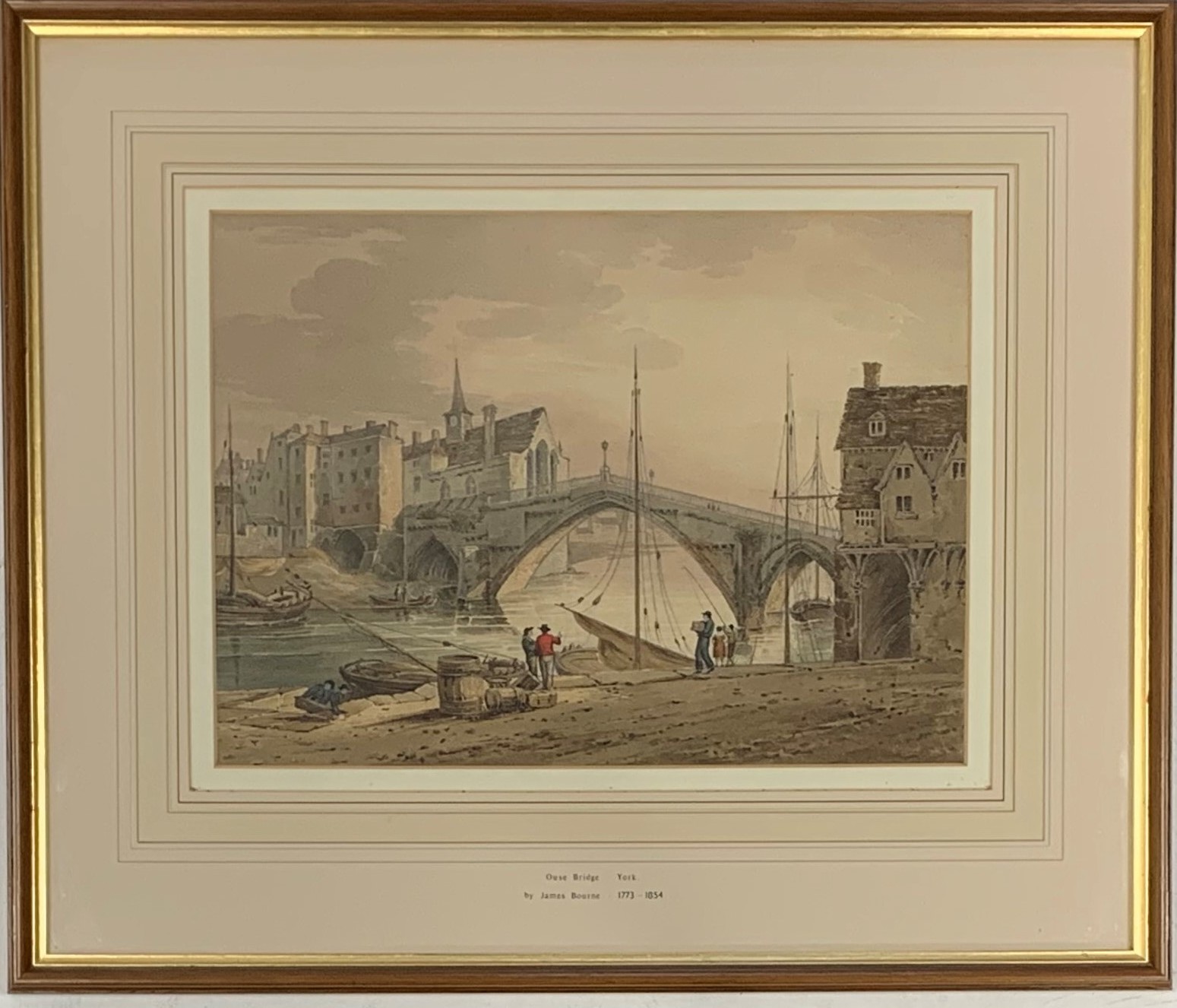 James Bourne (1773-1854) 'Ouse Bridge York' watercolour, titled on the mount,