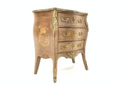 20th century Louis XV style Kingwood commode with three drawers,