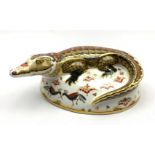 Royal Crown Derby paperweight modelled as a Crocodile,