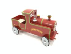 Child's Leeway pedal car modelled as a steam engine, the side reading 'PE 125.