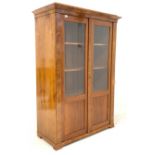 Early 20th century walnut bookcase display cabinet,