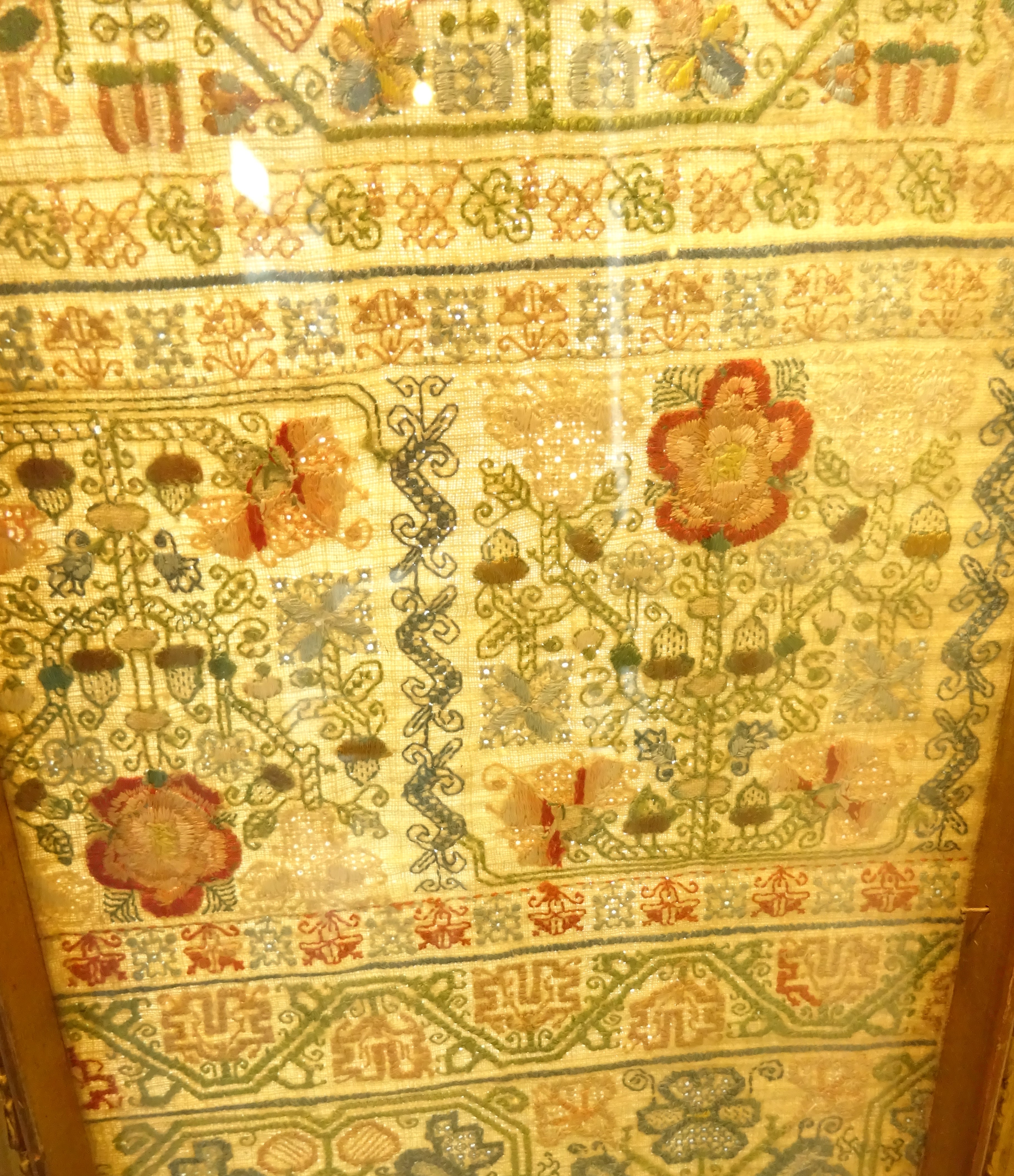 17th Century needlework band Sampler by Mary Kimesman, comprising floral bands of flower heads, - Image 4 of 8