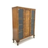 Early 20th century walnut display cabinet,