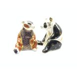 Royal Crown Derby paperweight modelled as a Giant Panda and another as an Imari Honey Bear,