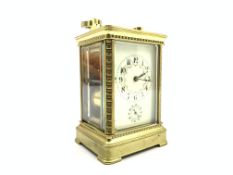 Late 19th Century carriage clock with repeat movement and alarm,