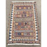 Embroidered south Persian flat weave tribal rug from the Afshar tribe,