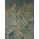 Meryl Watts (British 1910-1992): 'Boat Pattern', watercolour and chalk signed,
