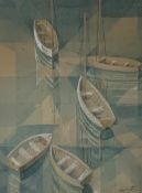 Meryl Watts (British 1910-1992): 'Boat Pattern', watercolour and chalk signed,