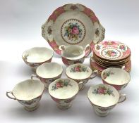 Royal Albert Lady Carlyle pattern tea set comprising six cups and saucers, six plates, milk jug,