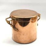 Copper two handled pan and lid by Benham and Froud H22cm,