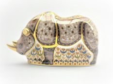 Royal Crown Derby limited edition paperweight modelled as a Black Rhino designed by John Ablitt