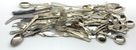 Quantity of Kings Pattern plated table cutlery comprising eight table knives, nine table forks,