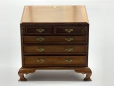 Miniature Georgian design mahogany bureau with hinged fall and drawers under W41cm