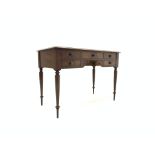 Victorian mahogany side table of six drawers, shaped apron, tapered turned supports, 108cm x 54cm,