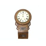 Late Victorian inlaid walnut cased drop dial wall clock,