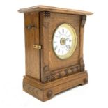 Early 20th century automatic alarm oak cased mantle clock,