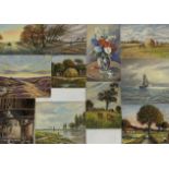 S Barnes Robson (British 20th century): Rural Landscapes, Seascape , Still Life and Portrait,