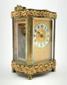 Early 20th century carriage clock with white dial inscribed 'Fattorini,