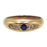 Austrian 14ct gold sapphire and diamond gypsy set ring hallmarked Condition Report &