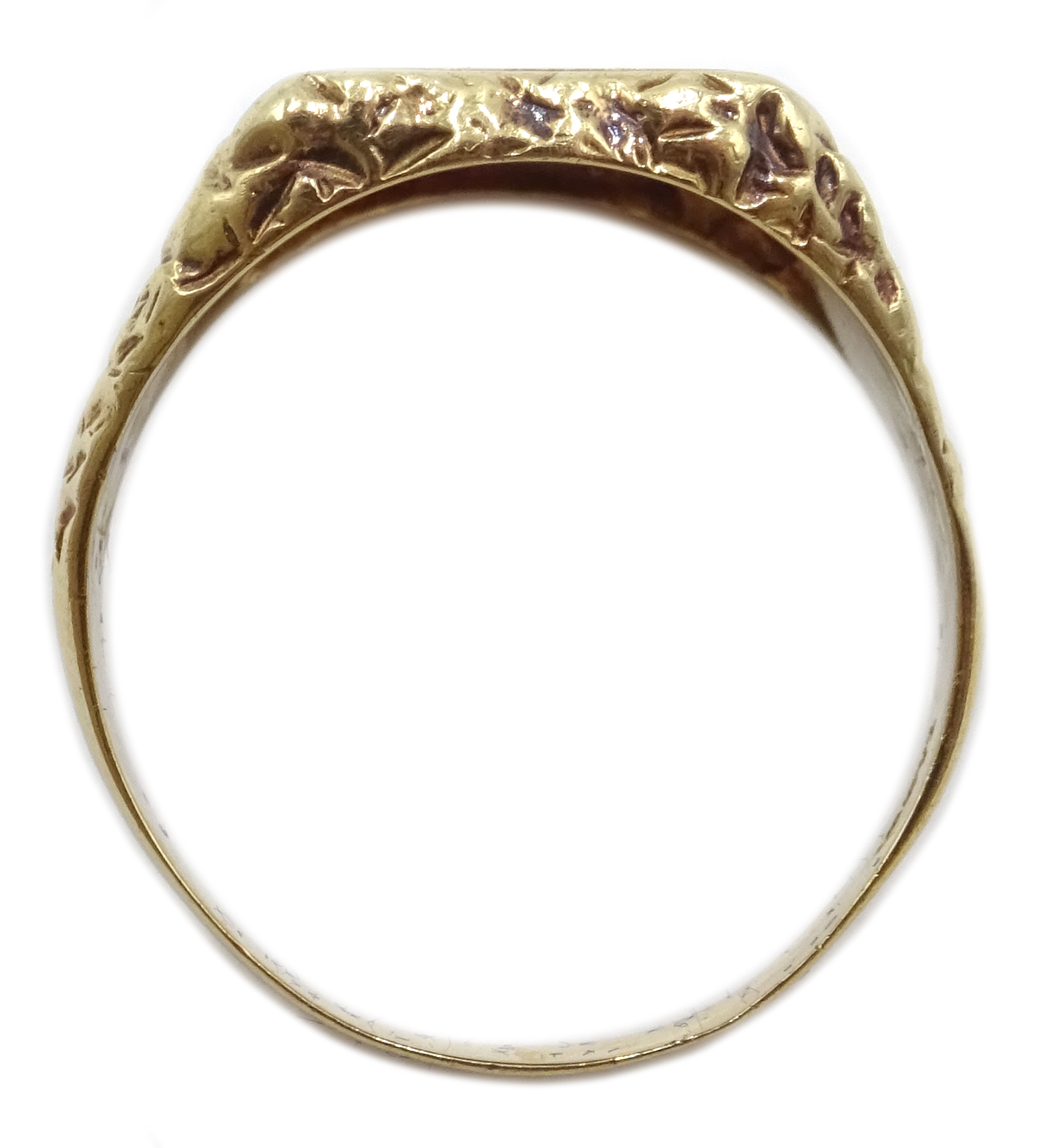 9ct gold single stone diamond signet ring, - Image 3 of 3