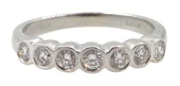 Platinum seven stone diamond half eternity ring, hallmarked, diamonds 0.